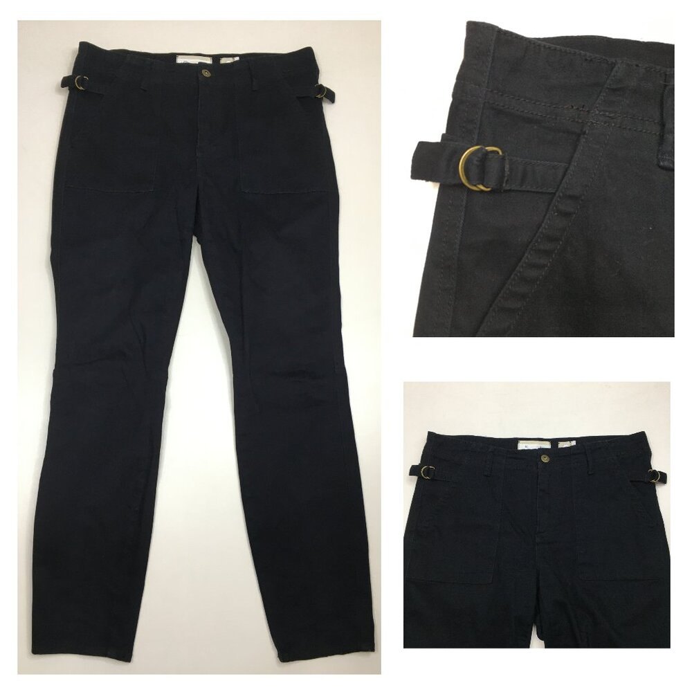 HEI HEI Anthropologie Black Buckle Belt Waist Tapered Leg Jeans